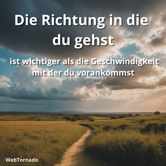 Die Richtung in die du gehst ist wichtiger als die Geschwindigkeit mit der du vorankommst